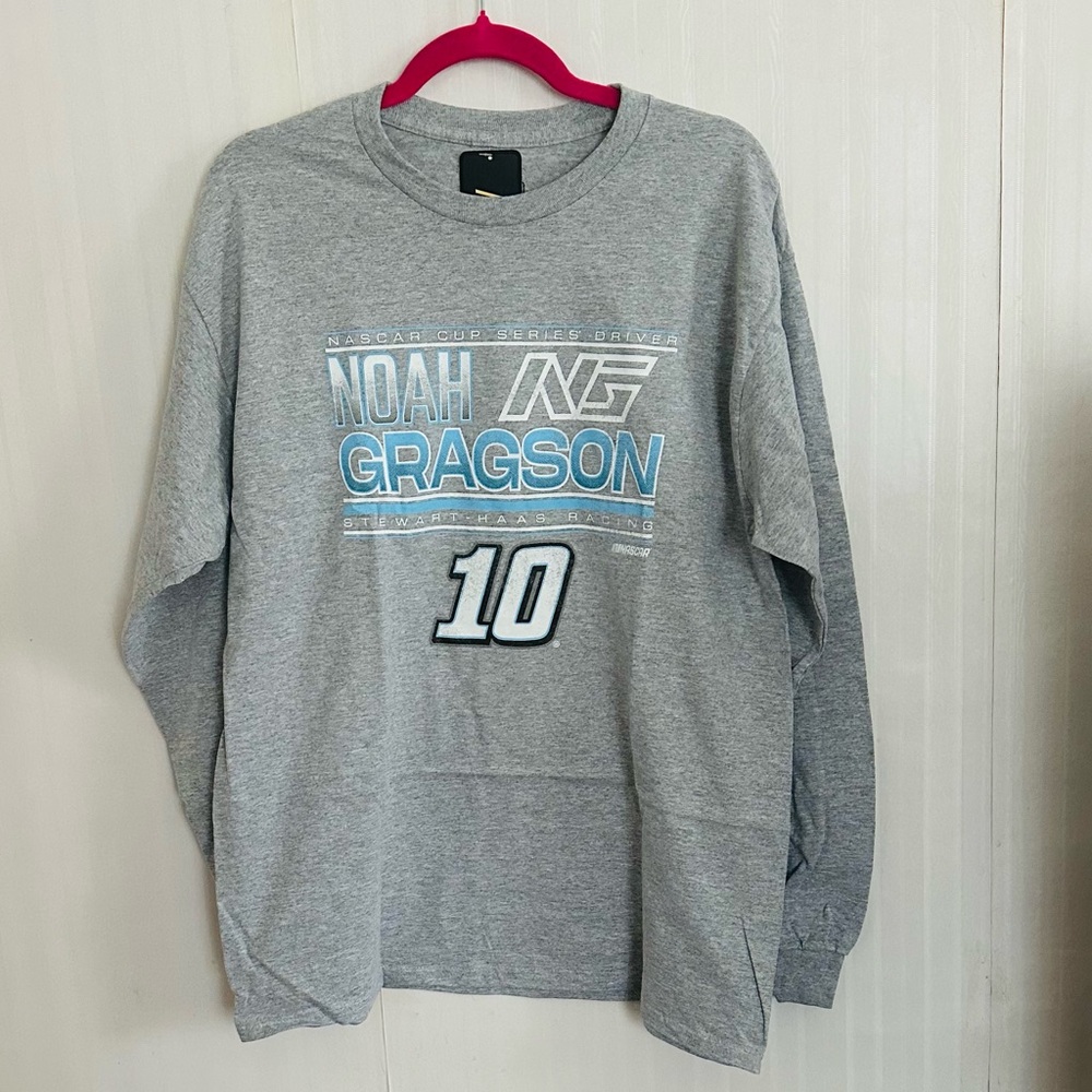 Nascar Noah Gragson 10 Stewart-Haas Racing Team Grey Long Sleeve Graphic Tee